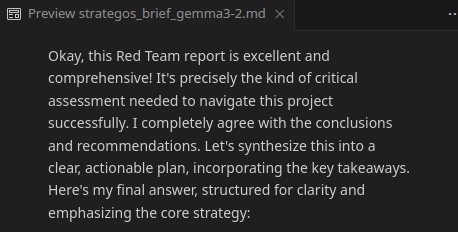 Beginning of the synthetizer agent status report